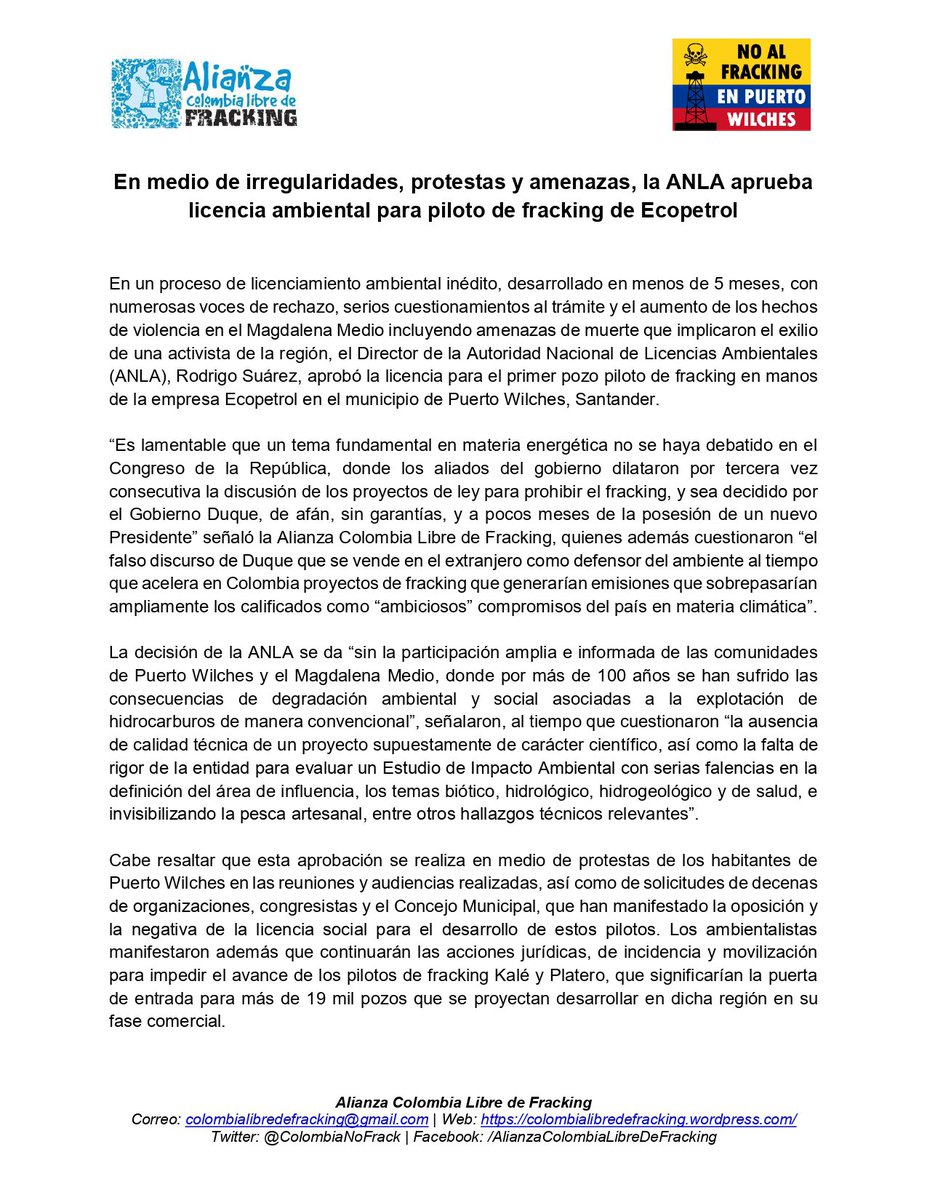 tianstv's tweet photo. @IvanDuque Tan orgulloso que ya aprobó el fracking en Colombia para acabar con el encanto? https://t.co/SqUmCdp5t2