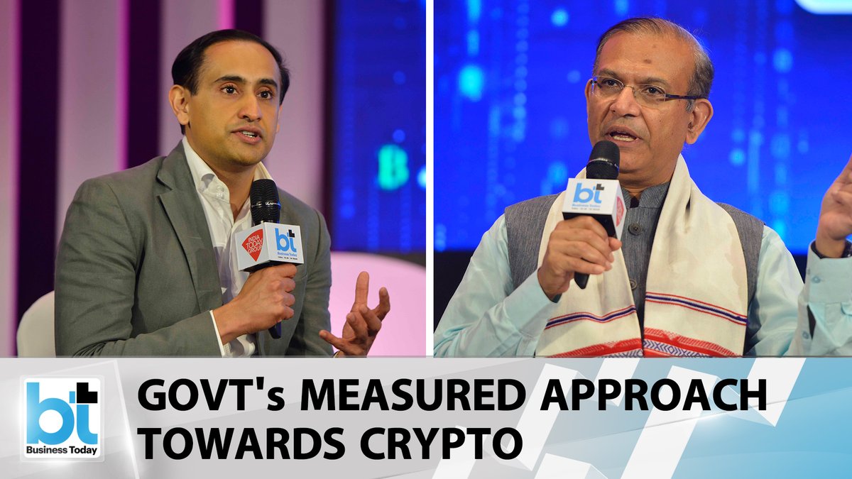 business_today's tweet photo. The governments approach towards crypto is a measured approach, says BJP MP Jayant Sinha in a conversation with Exec Director, Business Today, @rahulkanwal . Watch: https://t.co/gy3pe5Fuwn | #BTCryptoConclave #BusinessTodayTV #crypto @rahulkanwal @CoinDCX @jayantsinha https://t.co/J7T8b5Utx2