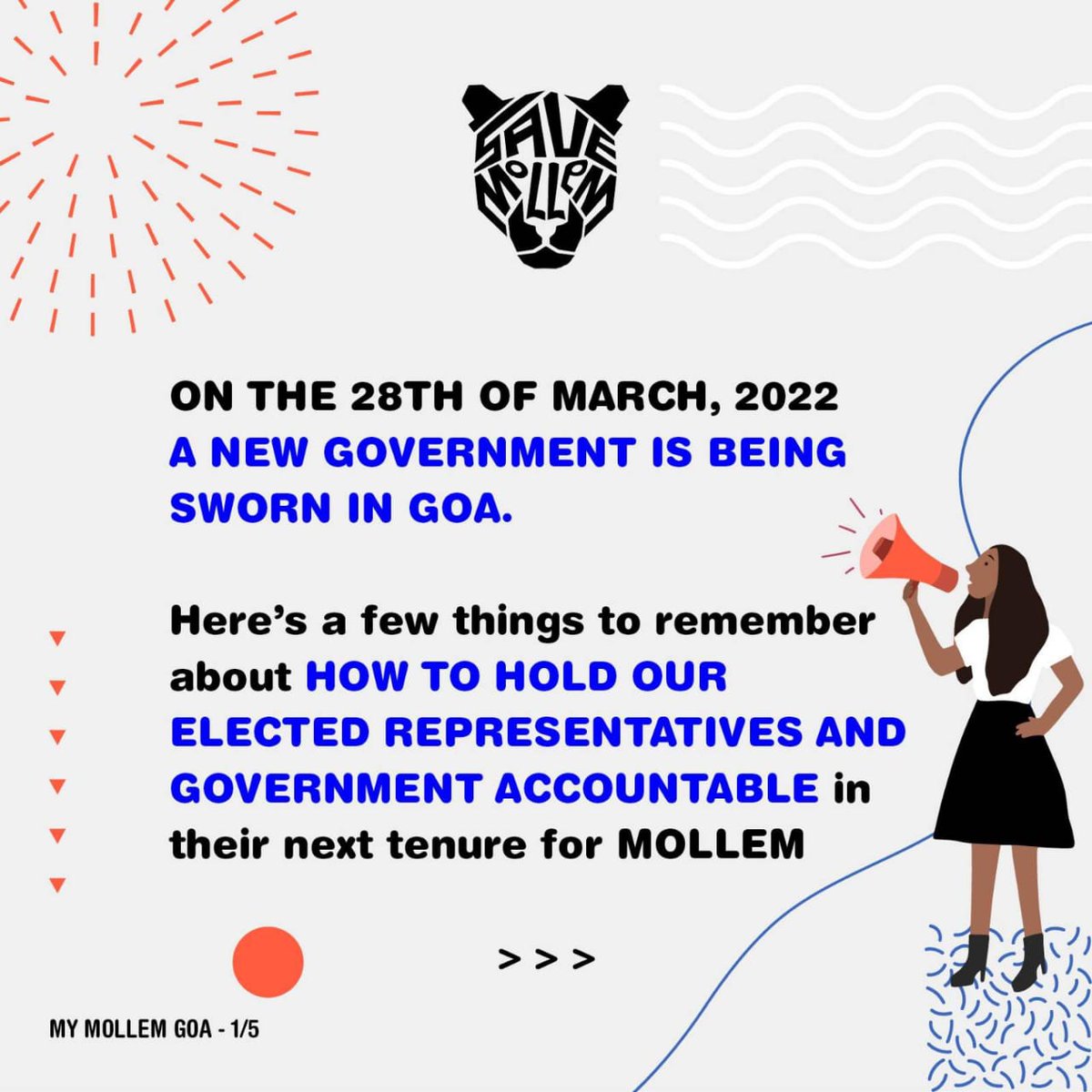 savemollemgoa's tweet photo. 🏫🌴 On the 28th of March, 2022 a new government is being sworn in Goa. Here’s a few things to remember about how to hold our elected representatives and government accountable in their next tenure:

(1/10) https://t.co/6JvZYeAeUX
