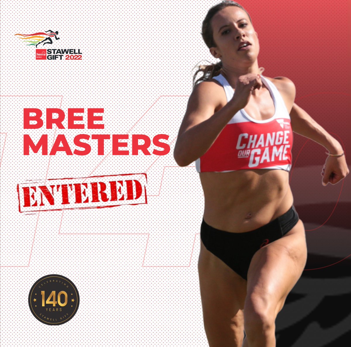She's a beach sprint champion at State, Australian and World Championship levels. She's been a Change Our Game Women's Gift finalist and is on the hunt for a maiden title at Stawell. <a href="/bree_masters/">Bree Masters</a> is confirmed for the 2022 Powercor Stawell Gift.

#StawellGift #powercorstawellgift