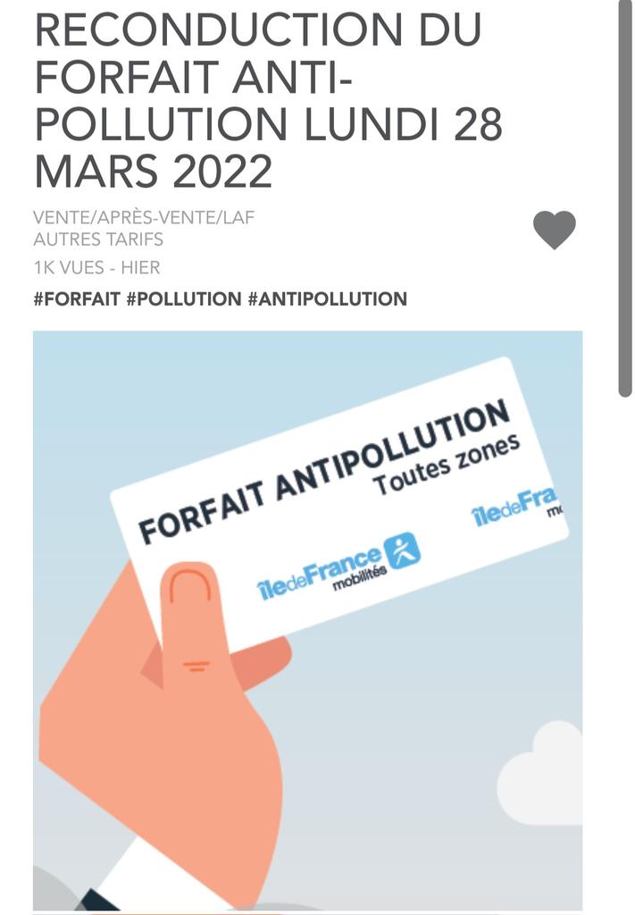 WahedGdesP's tweet photo. Pour votre information le #forfaitantipollution est prolongé pour ce lundi 28 Mars 2022.
Le forfait est disponible sur vos Automates de Ventes et aux guichets de vos gares au prix de 3,80€ .@IDFmobilites @NPRIGENT_SNCF @FouedKaouachi @Jmounir01 @NabsJ https://t.co/SCO1GWKMLL