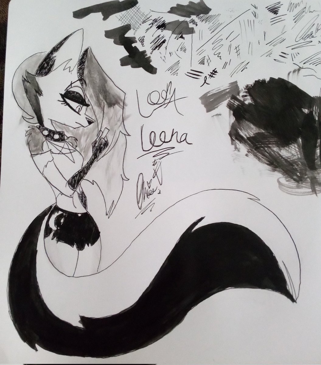 ChloeDe66502013's tweet photo. Tried to draw Loona in my new calligraphy ink. It's not my best work but I had fun. 🖌️ #ArtistOnTwitter #drawing #art #FanArt #lOONAFANART #HelluvaBoss #LOONA #CalligraphyInk https://t.co/meSgEwxJR6