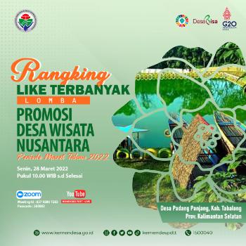 Promosi Desa Wisata satu cara mendorong pengembangan Wisata Desa
#DesaWisataNusantara
<a href="/jokowi/">Joko Widodo</a> 
<a href="/halimiskandarnu/">ABDUL HALIM ISKANDAR</a>
@Kemendespdtt
<a href="/malik_haramain/">malikharamain</a>
<a href="/imansyukri/">Iman Sukri</a>
<a href="/taufikmadjid71/">IG : taufik.madjid</a>
<a href="/azzameldzikrie/">#SantriIndonesia</a> 
<a href="/tppkemendes/">TPP KEMENDES</a> 
<a href="/tpp_provKalsel/">tpp.provinsi_kalsel</a>