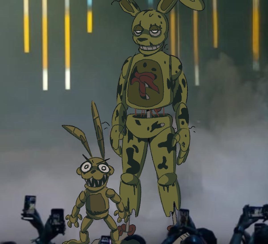 Has this been done before? Ah probably, but idgaf. Plushtrap is here to  cause problems on purpose and I'm all for it. #fnaf #springtrap #meme  #fnafmeme #fnafspringtrap #plushtrap #fnafplushtrap #minime #fnaf3 #fnaf4 #, image size:940x855