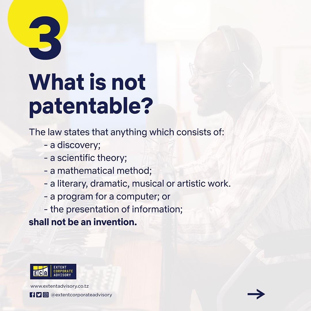AdvisoryExtent's tweet photo. On this week’s #IPShortSlides, we draw your attention to five (5) things you should know about Patents in Tanzania in relation to ownership, patentability and duration of protection. https://t.co/HE7oL9eDBu