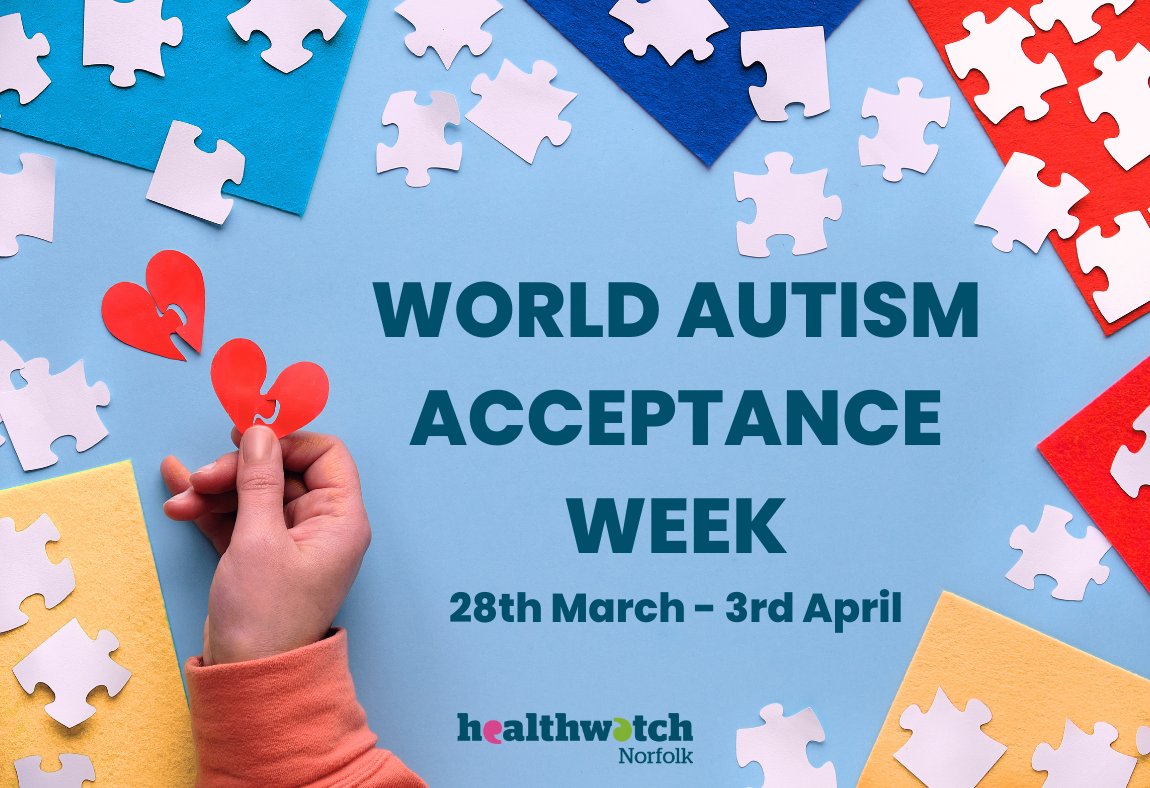 Today marks the start of #WorldAutistmAcceptanceWeek and Healthwatch Norfolk are thrilled to join the celebrations and show our support. 

#Autistm #AutismAcceptance #AutistmAwareness