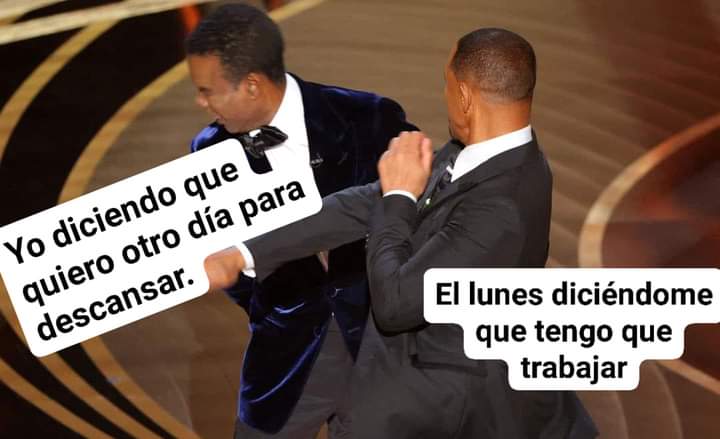 QueOaxaca's tweet photo. Descansen... si no el lunes nos dará un golpe fuerte como el de Will Smith.
🤣🤣🤣🤣
#FelizLunes 
#InicioDeSemana 
#Oscar2022 
#Oscar 
#WillSmith 
#Oaxaca https://t.co/tw99RZQyvJ