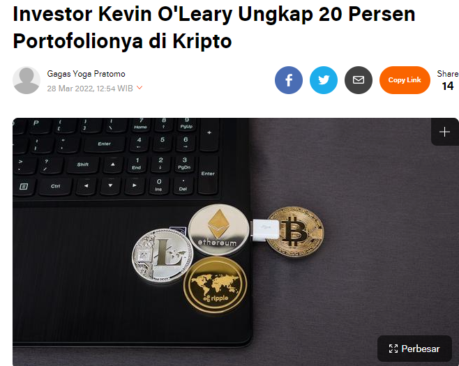 ESC_crypto's tweet photo. “Saya memiliki jutaan dolar, 20 persen dari portofolio saya sekarang dalam cryptocurrency dan blockchain,” kata O'Leary dalam sebuah wawancara bersama CNBC, dikutip Senin (28/3/2022)

#ESCX
#CRYPTOCURRENCY https://t.co/XJyDrqpxTx