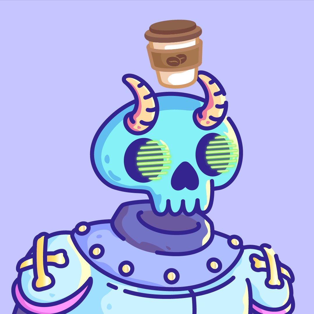 Just what I need to balance out the Monday blues, a cup of coffee on my head! what did you guys get? <a href="/TastyBonesNFT/">Tasty Bones ☠️</a>