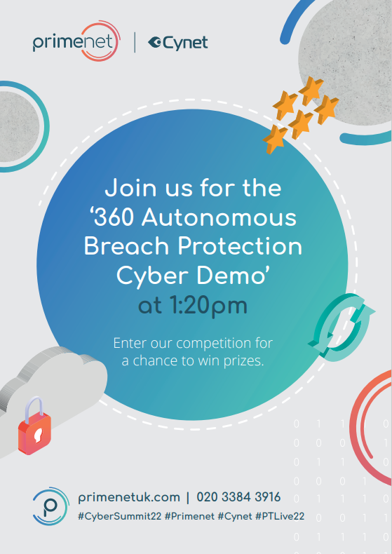 If you've registered for the #CyberSummit tomorrow, don't forget to come to the 360 Autonomous Breach Protection Cyber Demo at 1:20pm #cybersummit22 #ptlive22 #cynet bit.ly/3uszANi