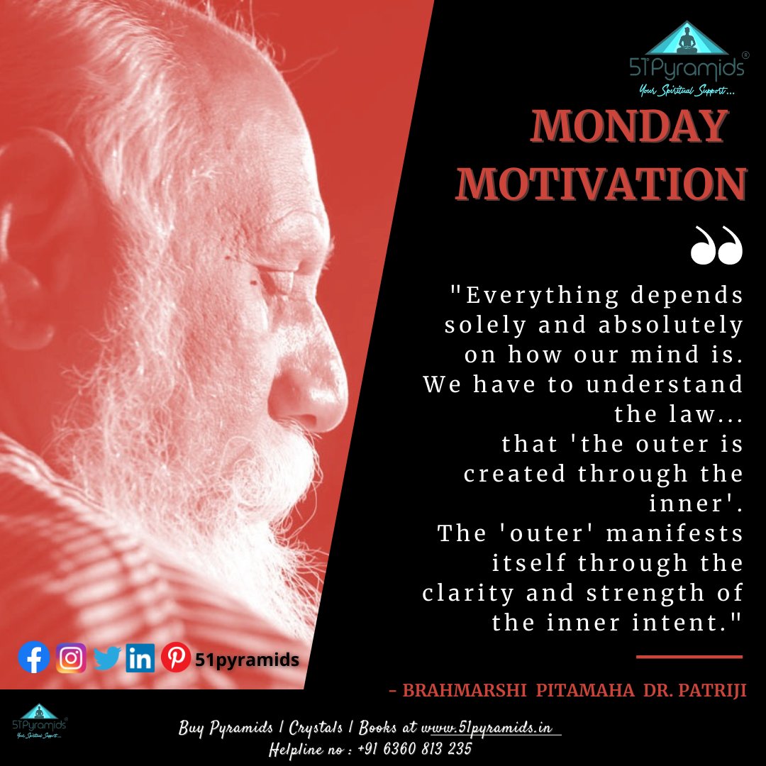 51Pyramids's tweet image. Monday Motivation

Buy Pyramid | Crystals | Books at
bit.ly/3ddvaj1

#MondayMotivation #51pyramids #beamaster #anapanasati #breath #patriji #AyyappaPindi #pssm #breathmeditation #yourspiritualsupport #consciousness #Spirituality #pyramids #bingemeditate