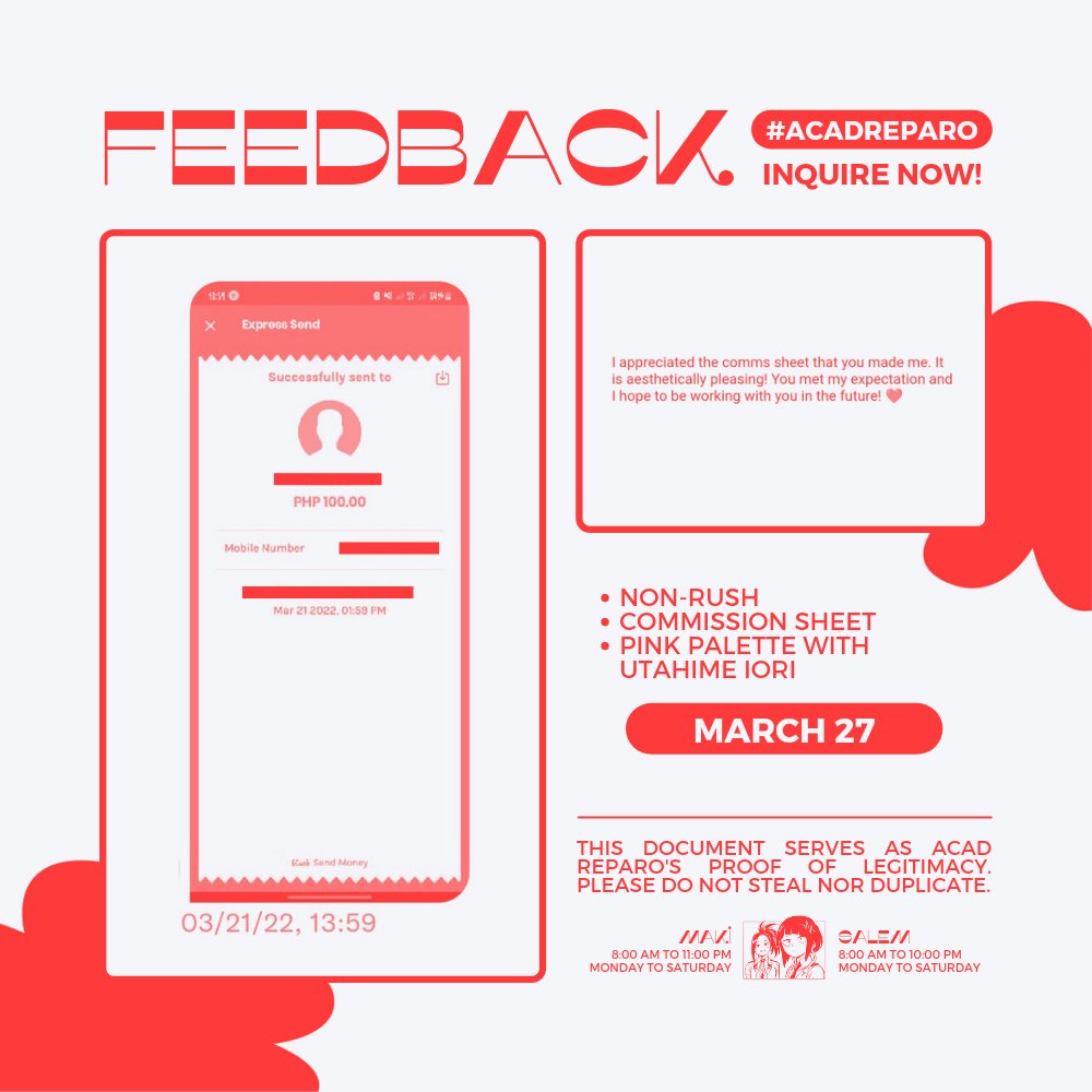 ㅤ
FEEDBACK 是 O29

🍱 #acadreparo
╰  commission sheet
ㅤ