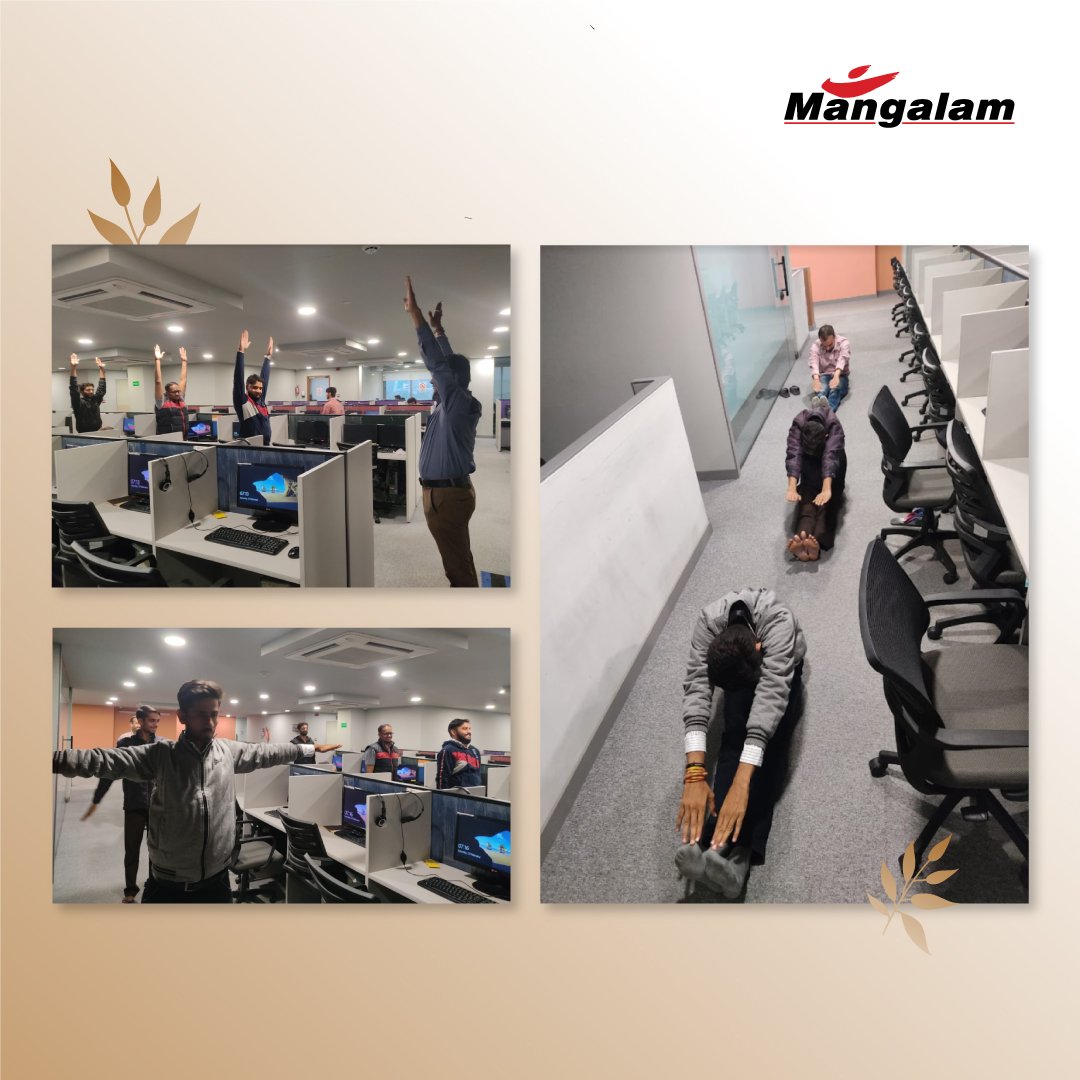 Mangalampltd's tweet photo. To keep our team members active and energetic, here's everyone participating in a yoga session.
.
.
#Mangalam #MangalamIT #nightshifts #engagingsessions #teamengagement https://t.co/MxZiORQZUz
