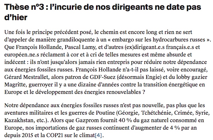MaximCombes's tweet photo. Thèse n°3 : Que @fhollande #PascalLamy & co réclament à cor et à cri un « embargo sur les hydrocarbures russes » est même absurde et indécent : ils n’ont jusqu’alors jamais rien entrepris pour réduire notre dépendance aux énergies fossiles russes. https://t.co/PSTxWtz9vl