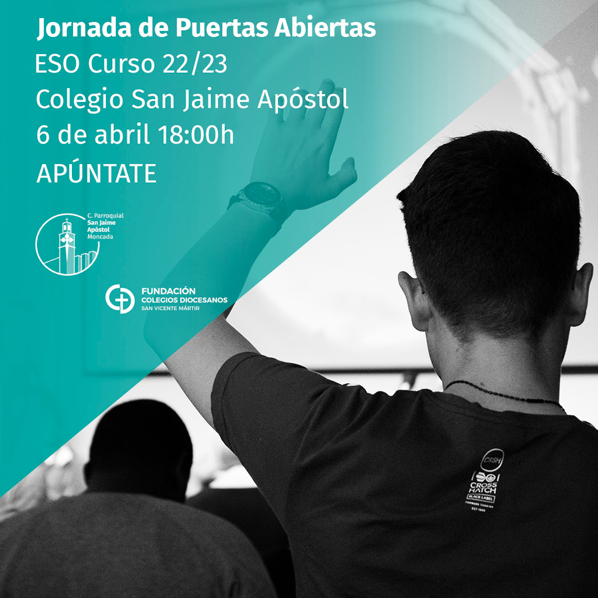 CPSJaimeMoncada's tweet photo. Os invitamos a las Jornadas de Puertas Abiertas que realizaremos para Educación Secundaria (ESO), el próximo 6 de abril a las 18:00h, y donde podréis conocer el Centro y realizar cualquier consulta. https://t.co/v5tpG4V3qi