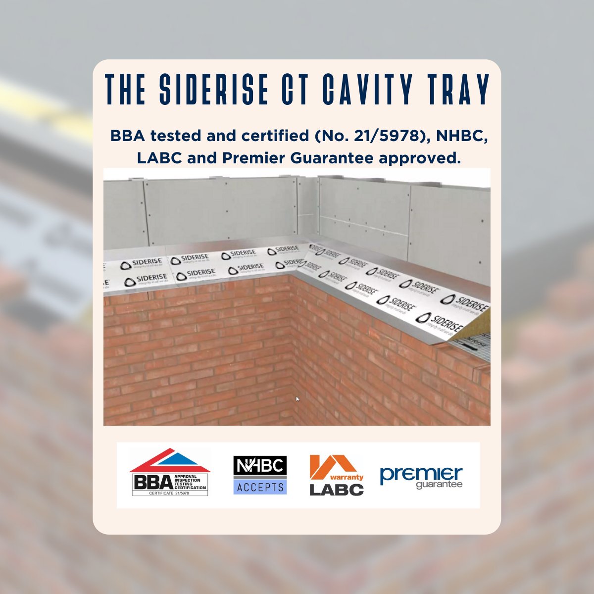 Put it to the test! The Siderise CT #CavityTray is simple to specify and rapid to #install. A unique trilateral shape, it eliminates hot works, allows corners to be easily cut on site and it pre-filled with #noncombustible mineral fibre insulation. #masonry #brickwork #ByYourSide
