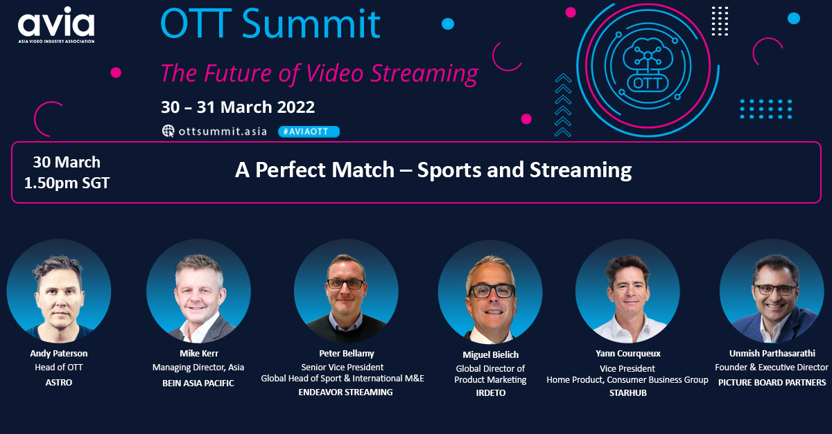 Irdeto's tweet photo. Join Miguel Bielich, Irdeto Global Director of Product Marketing in the panel of “A Perfect Match – Sports and Streaming” session, and learn how OTT has been changing the sports playing field.
@AsiaVideoIA
Register at https://t.co/GW0B3WzBRk today.
#irdeto #ott #aviaott https://t.co/8LOc1lHZVL