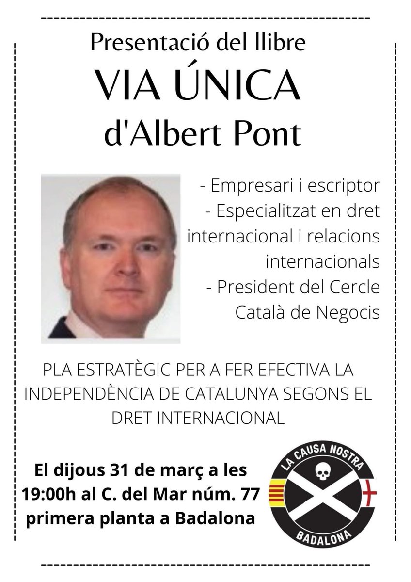 Voleu saber que hem de fer per a aconseguir la independència? L’Albert ens ho explica dijous 31 de març a les 7 del vespre a Badalona. Sabeu quines són les properes passes de <a href="/ViaUnicaCat/">Via Única</a> #recuperemCatalunya