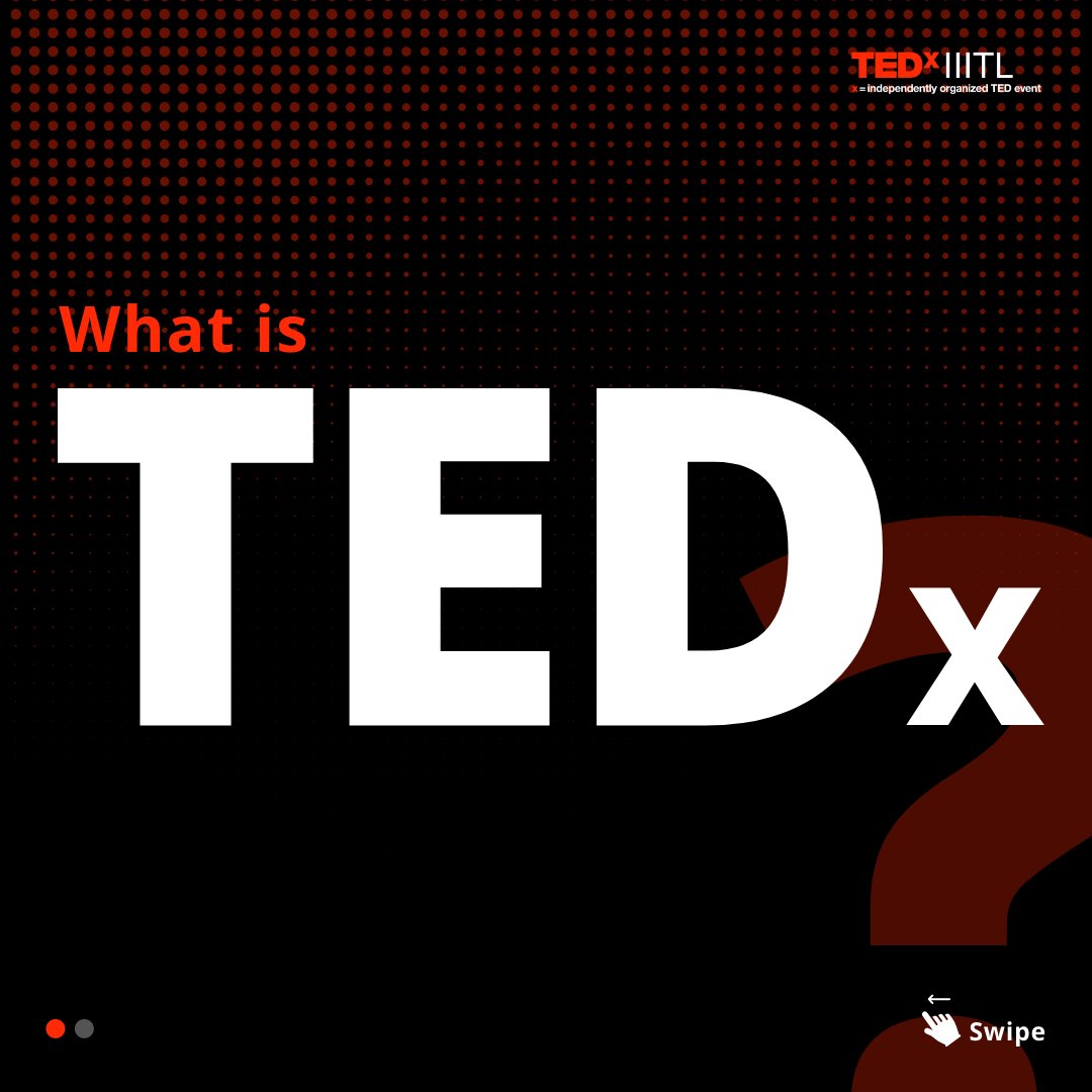 tedxiiitl's tweet photo. TEDx is a grassroots initiative, created in the spirit of TED’s overall mission to research and discover “ideas worth spreading.” TEDx brings the spirit of TED to local communities and are organized independently under a free license granted by TED. https://t.co/pLnQzUDOqz