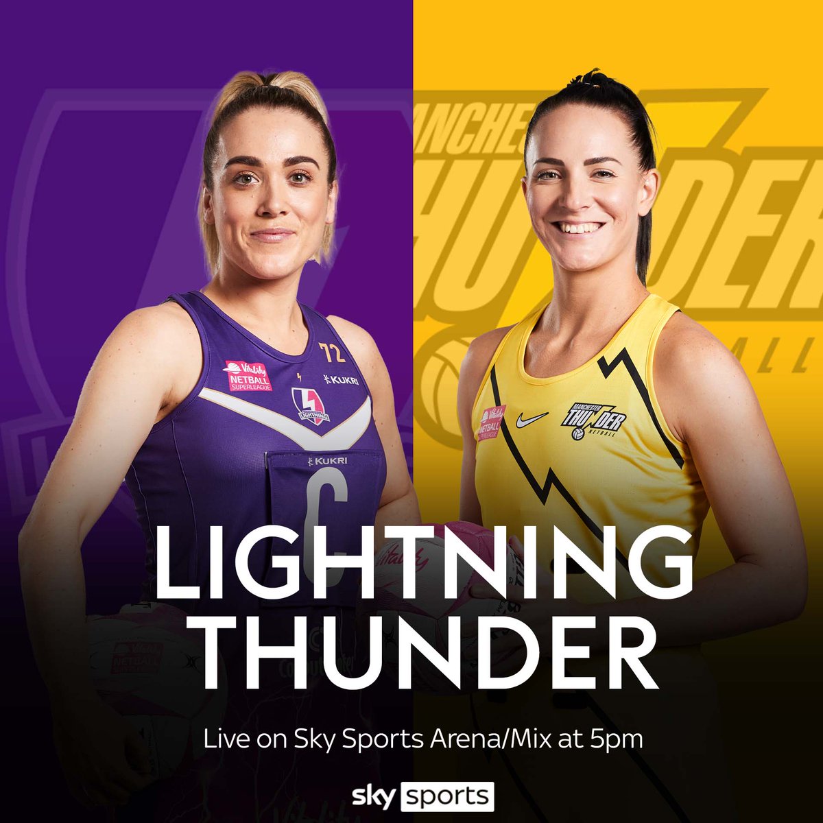 SkyNetball's tweet photo. The time has come ballers! โก
The two unbeaten teams go head-to-head tonight and we just can't wait! ๐ ๐ฟ
Loughborough Lightning take on Manchester Thunder at 5pm on Sky Sports Arena/Mix ๐
Set your alarms - this is going to be epic โฐ ๐ฏ https://t.co/Ky6DHnsTjN