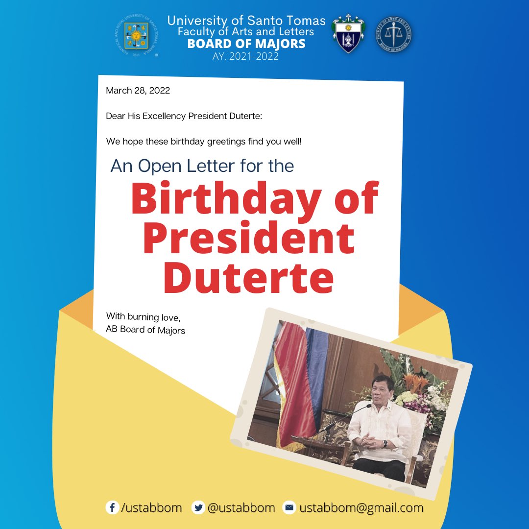 ustabbom's tweet photo. As we commerate the birthday of the President of our country. Let us take a quick on who the president has become eversince he took office nearly 6 years ago.

AB Board of Majors, presents its commemoration of the 77th birthday of President Rodrigo Roa Duterte.

#BeyondOurMajors https://t.co/7fqaoAjyLU