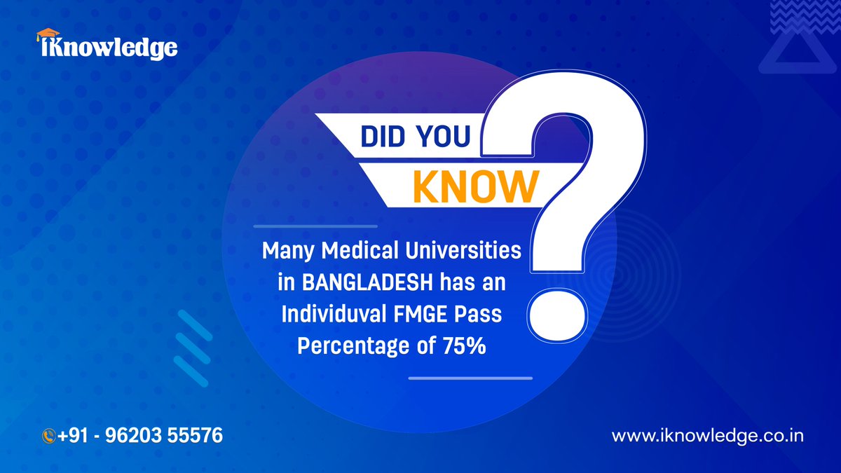 iknowledgeindia's tweet photo. FMGE is very important for all the students who have completed MBBS abroad. By studying MBBS in Bangladesh you can increase your chance of clearing FMGE.
#mbbinbangladesh #mbbs #mbbsadmission #iknowledge #fmgc #medicaladmission https://t.co/afD2NavBkv