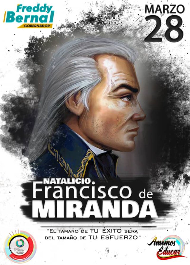Francisco de Miranda, nacido en Caracas 🇻🇪 el 28 de Marzo de 1750, es el Precursor de la Independencia de Venezuela e HispanoaméricaHijo del canario Sebastián de Miranda Ravelo y de la caraqueña Francisca Antonia Rodríguez. 1er venezolano universal
<a href="/NicolasMaduro/">Nicolás Maduro</a> @MPPEDUCACION