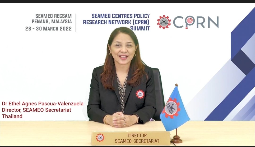 EthelAgnesPV's tweet photo. Opened today's SEAMEO Centres Policy Research Network Summit 2022. The  26 SEAMEO Centres presented new research projects and research  proposals  in education, science and culture. Thank you SEAMEO RECSAM for leading this event. #CPRN #research #SEAMEO #recsam https://t.co/AN8XrzGpxR