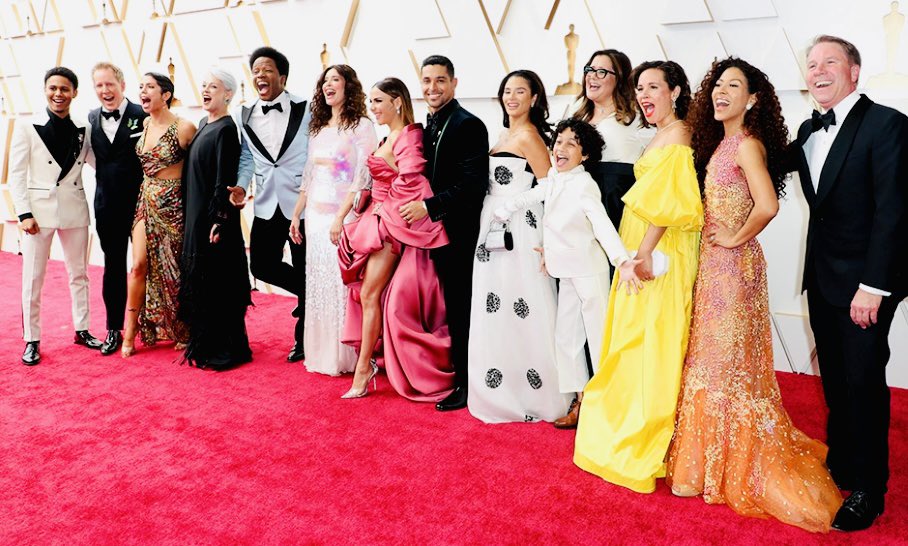 thejaredbush's tweet photo. So much to be thankful for tonight, but the best was celebrating with La Familia Madrigal. Beyond grateful for all those who helped create #Encanto - and all the fans who found themselves in our story. We share this with you! ❤️ @DisneyAnimation @EncantoMovie #Oscar https://t.co/kiU9eBO4Cu