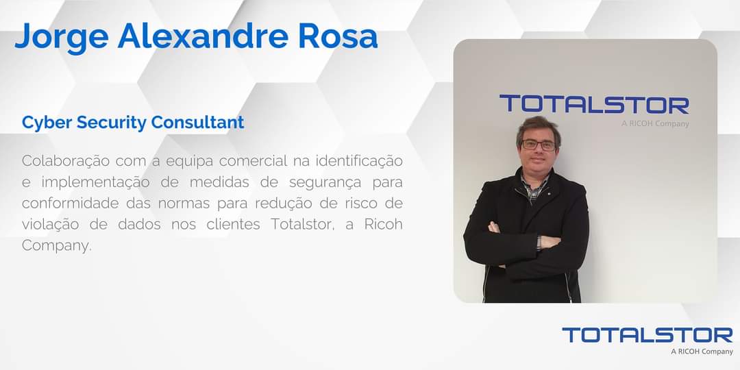 Damos as boas vindas a Jorge Rosa que agora também faz parte da família <a href="/TotalStor_PT/">TotalStor, a Ricoh Company</a>
Desejamos-lhe muito sucesso para que possamos continuar a crescer juntos!