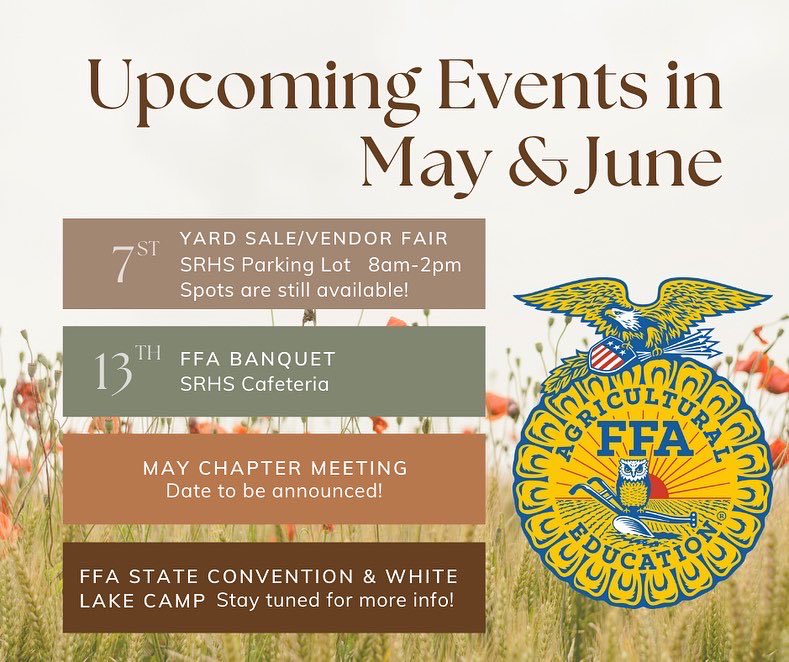 Upcoming events! Be on the lookout for more information on some activities