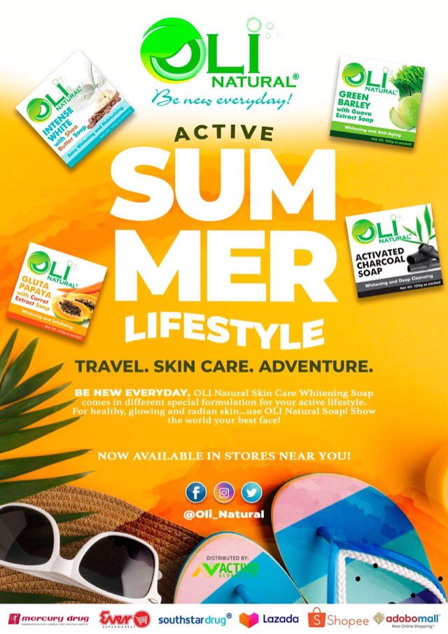 olinaturalph's tweet photo. Never stop chasing your summer! Have fun while OLI Natural takes care of your skin! Stay glowing and fair even under the sun! Still available in all leading drugstores and supermarkets nationwide!

#beneweveryday #olinatural #activoglobal https://t.co/NibMglOdj3