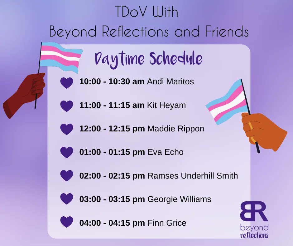 BeyondReflectUK's tweet photo. Here it is, the full day schedule for Trans Day of Visibility, Thursday, 31st of March. We can't wait!

Remember you don't need to pre-book just visit our page on the day! If you want to support our TDoV fundraiser, visit the Just Giving page here: https://t.co/uXhqAia0ry https://t.co/RzVgraxPpt