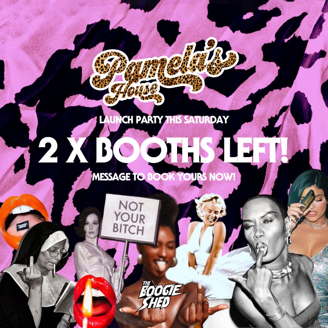 THIS SATURDAY ❤️‍🔥

Pamela’s House launches and we have just 2 x booths left!

Book your now - +44 7590 313869

#TheBoogieShed #Birmingham