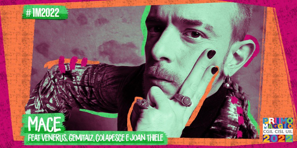 A #1M2022....#Mace!
Porterà sul palco del Concertone dei brani di “OBE” affiancato da Venerus, Gemitaiz, Colapesce e Joan Thiele 🙌🏻