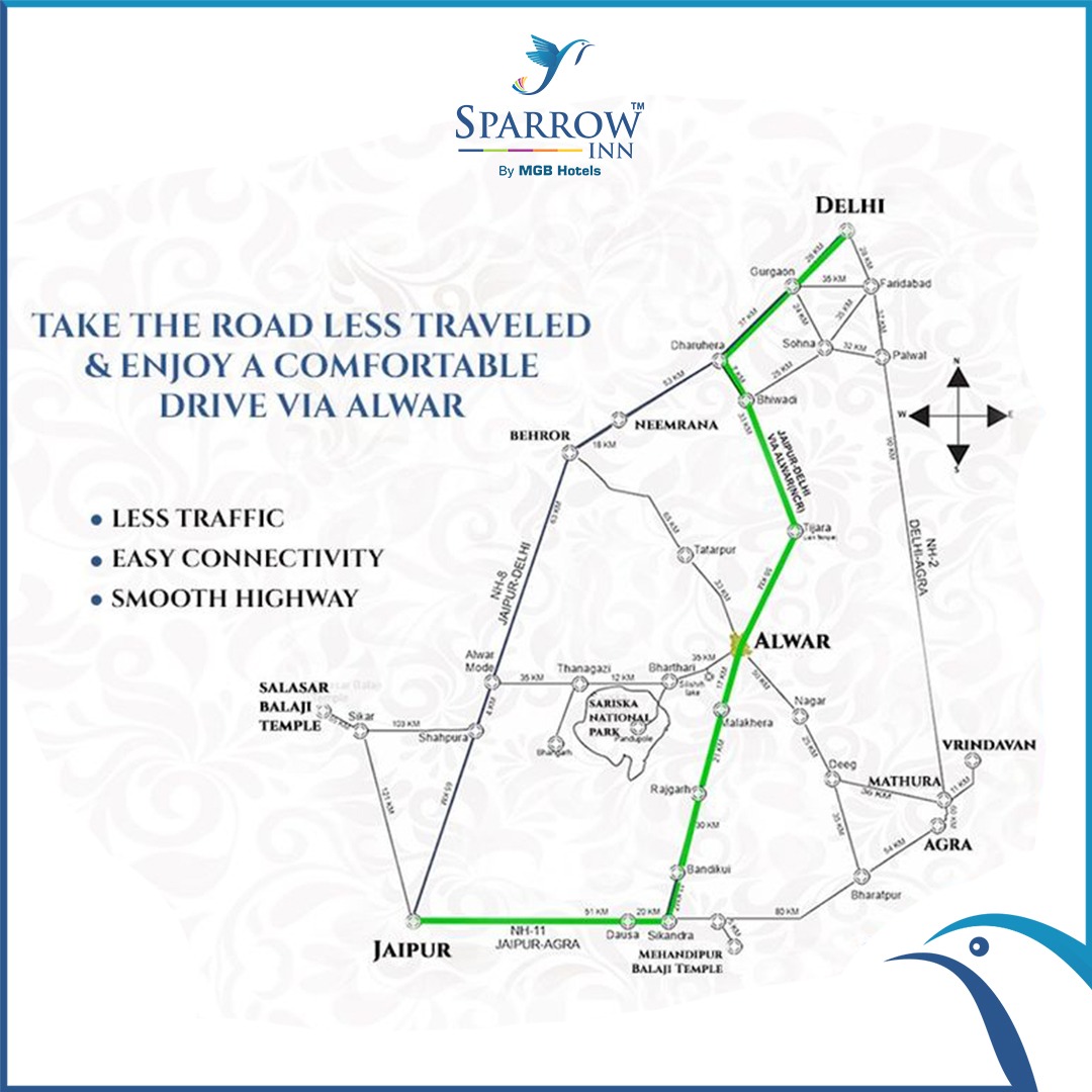 AlwarMgb's tweet photo. Take the road from #Delhi to #Jaipur through #Alwar for a leisurely and traffic-free drive.

For enquiries or reservations, call: +91 9672974466, +91 9672974442

#SparrowInnbyMGBHotels #SparrowInn #HotelsInAlwar  #Weekend #LessTraffic #SmoothRoads #Drive #DriveIn #AlwarCity https://t.co/C7Hp7MSHfs