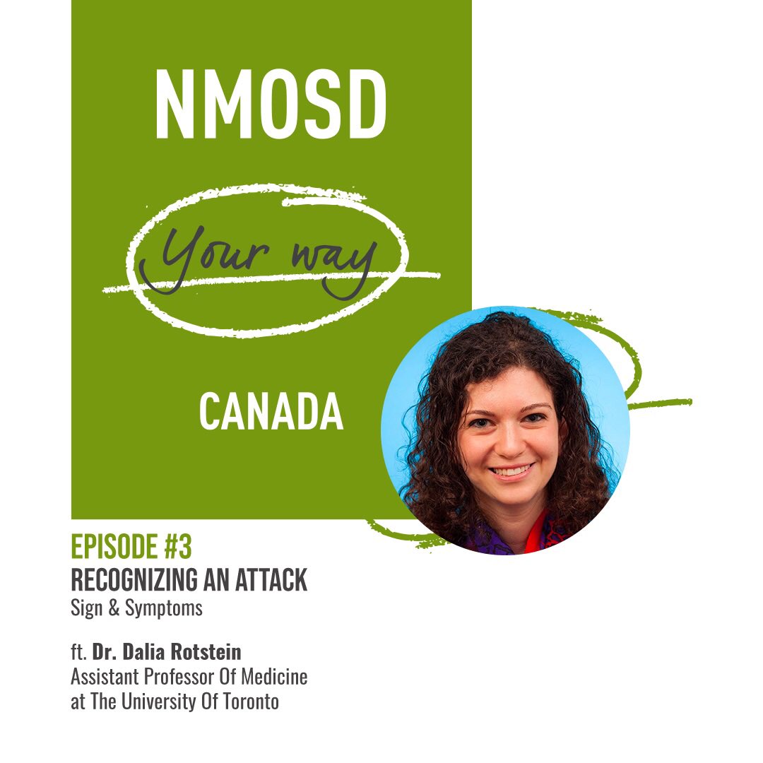 tatterededge's tweet photo. Do you know the signs of a #NMOSD attack or how to determine its severity?  

Our host Lelainia talks about recognizing signs &amp; symptoms, what “sub-clinical” means, flares vs. attacks &amp; relapses with Dr. Dalia Rotstein.  

(Link to podcast in bio.) #NMOSDYourWay https://t.co/fOo69hEThp