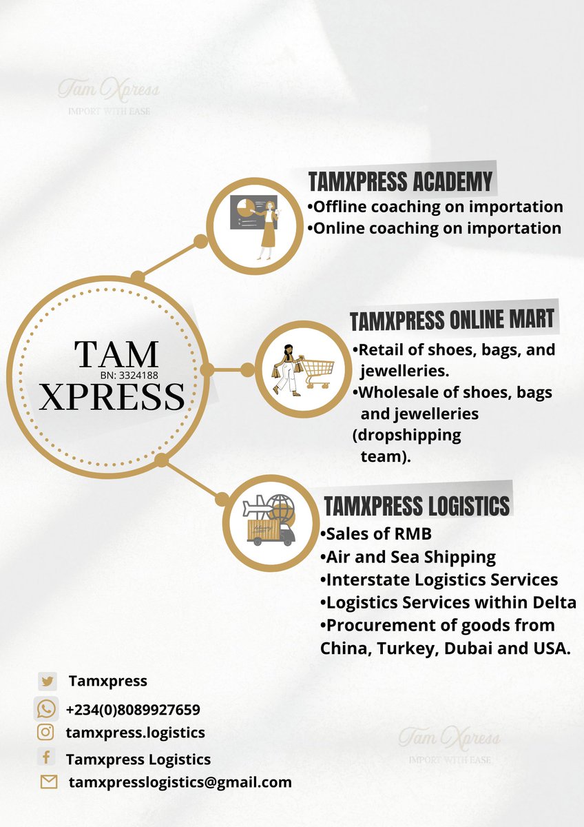 tamxpress's tweet photo. At Tamxpress Logistics  we offer the following services 

1. TAMXPRESS ACADEMY 
We have offline and online courses available on how to start and grow your importation.

With Tamxpress Logistics you can import with https://t.co/zF2yNmbRWC