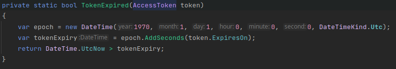 Might be old news, but I just saw that I can change my epoch based date calculations to a DateTimeOffset. Looks a little prettier #dotnet