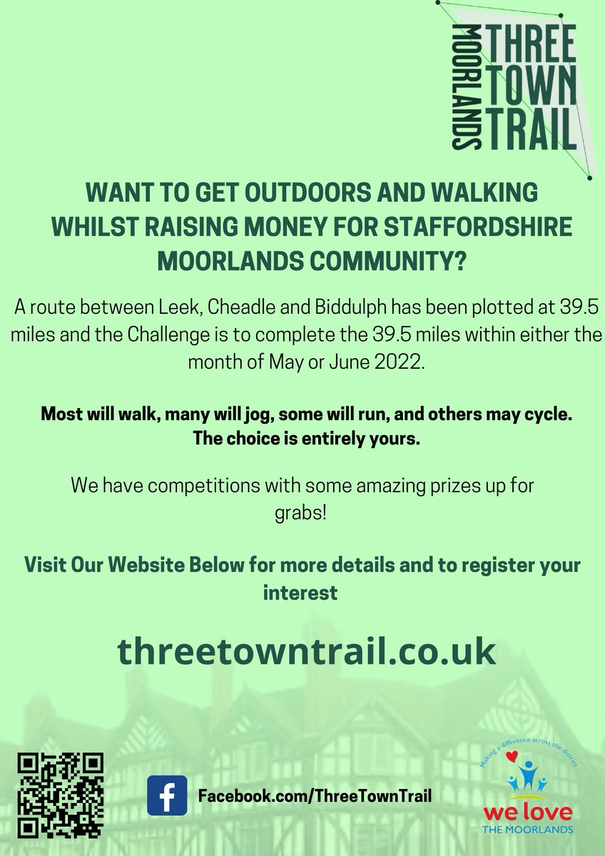 KarenHRLaw's tweet photo. Still over a month to sign up to the #ThreeTownTrail.

Head over to our facebook for some more information 
https://t.co/1DPIW0Erei
#staffordshire #moorlands #charity https://t.co/BgpH9Kca55