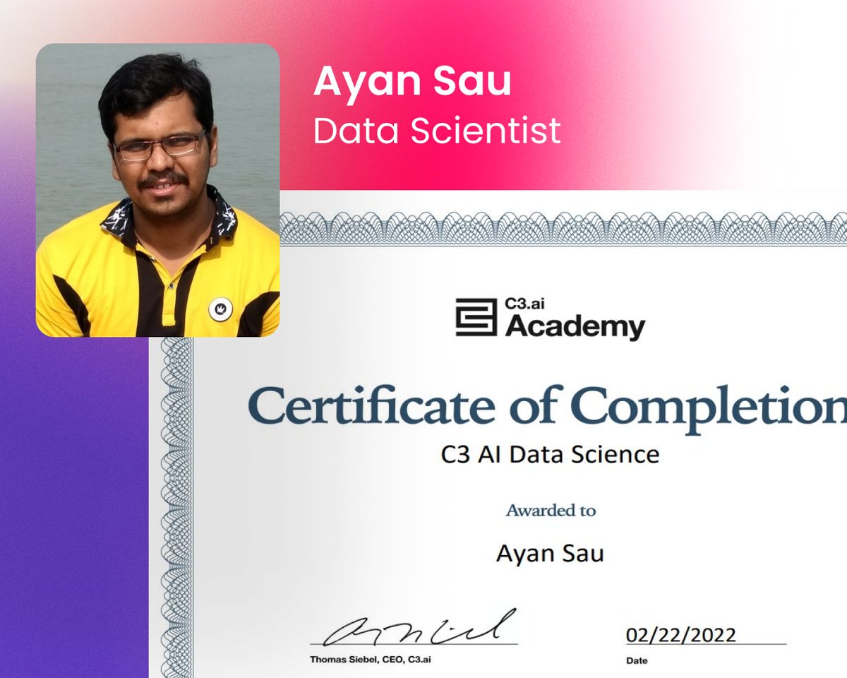Codvo2's tweet photo. Always great to see our employees upskilling and adding feathers to their hats.
Congratulations, Amol, Tushar, and, Ayan for successfully completing #C3 #certification.
@C3_AI
#Codvo #LifeAtCodvo #C3 #certification https://t.co/uv3JHptZaU