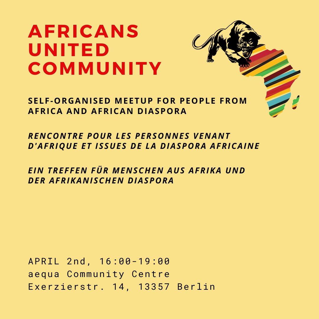 _aequa_'s tweet photo. Saturday, the first meetup of Africans United Community, for people from African + African diaspora. We hope this will be a monthly meetup for people who want to talk about and exchange experiences about issues that Africans face in Germany and in Africa. https://t.co/tW27TuYmzG https://t.co/d3NKV9yi1q
