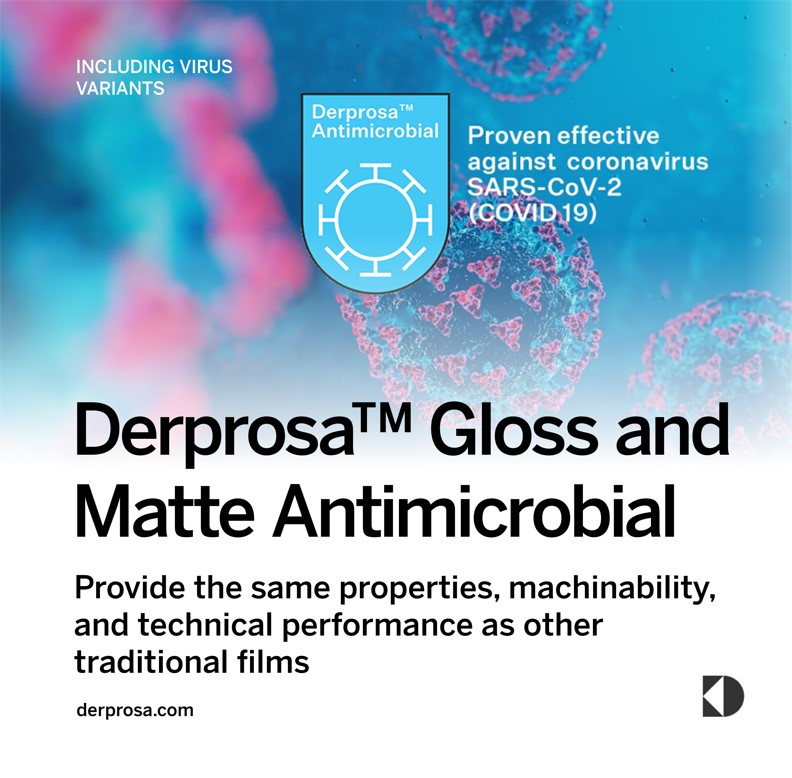 DerprosaFilm's tweet photo. Do you want to ensure the integrity of the print &amp; provide the perfect finish while protecting those who come into contact with #packaging? The Antimicrobial effect of #Derprosa™ Gloss and Matte #films is long-lasting, odorless, safe and it can be used for #GraphicArts &amp; labels. https://t.co/LNh7S3l3jT