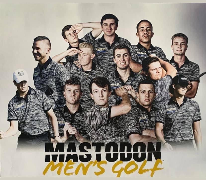 MastodonMGolf's tweet photo. Headed to Indianapolis for the Butler Invitational. Time to go to work! K. Lilly, T. Green,H.Mefford,BPitz,B.Seward,LMiller,R Compton,J.Ousley and C.Ryan. https://t.co/WgkjbwZqWq