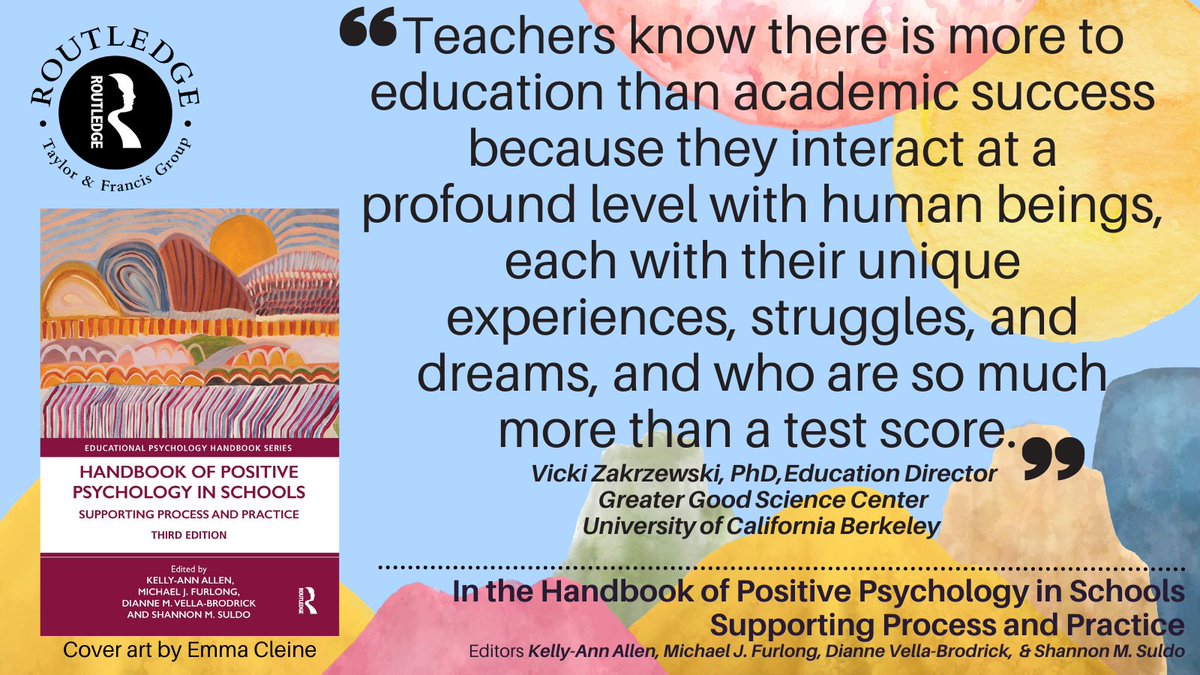 drkellyallen's tweet photo. Has anyone noticed that @VickiGGSC @GreaterGoodSC gives GREAT quotes? 💕There's more in the foreword for the Handbook of Positive Psychology in School #OutNow w/ co-eds @UCSBCovitality @diannevbr &amp; @ShannonSuldo 

https://t.co/wgHGU3JlFn 

#NewBook #edutwitter #edchat #teachers https://t.co/3DcosWeqbW