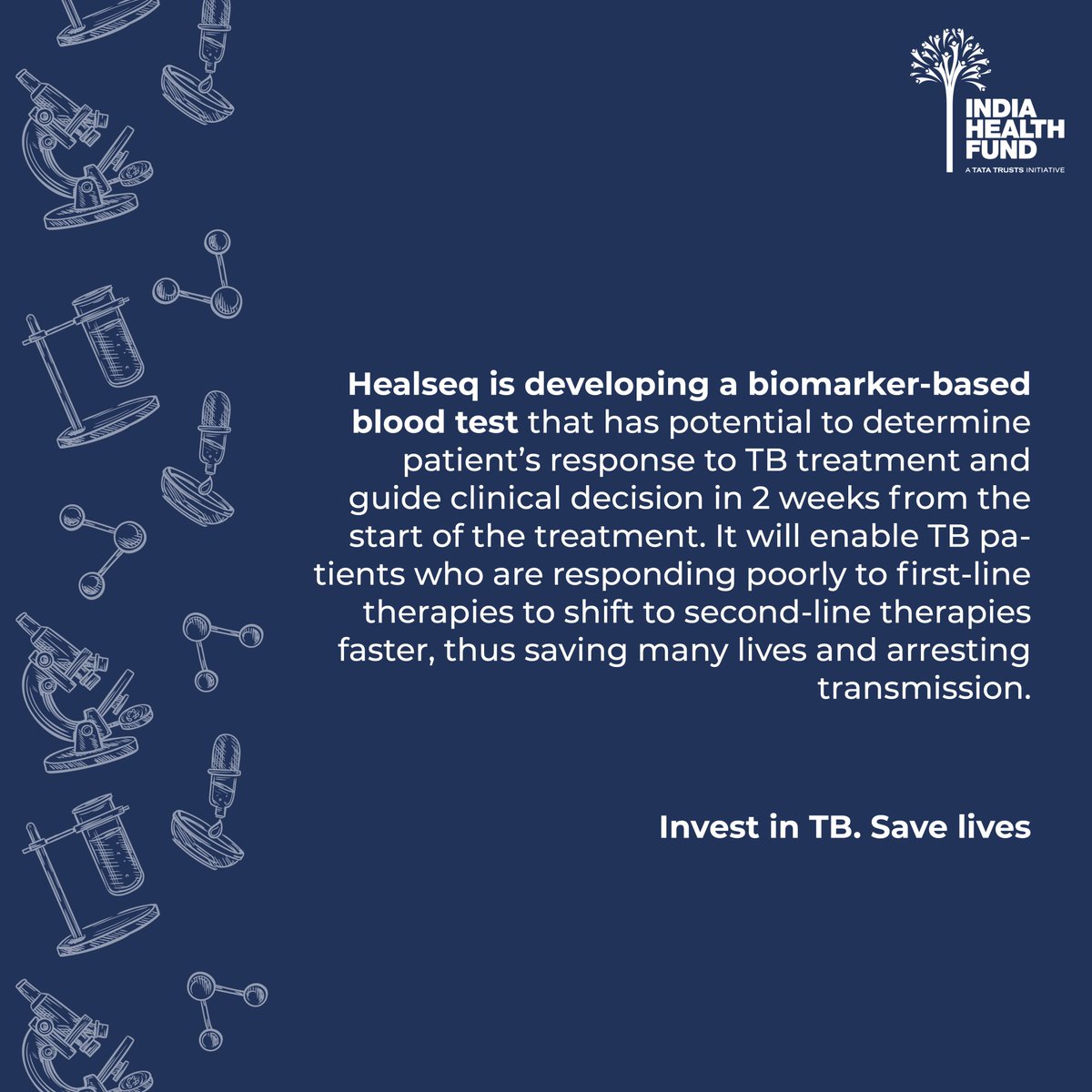 IndiaHealthFund's tweet photo. IHF is proud to support the development of Healseq's breakthrough DR TB diagnostic test. This innovation is a valuable addition in our efforts to invest in science-led innovations that hold the potential to create equitable healthcare solutions against deadly diseases like TB. https://t.co/knTHSEDj04