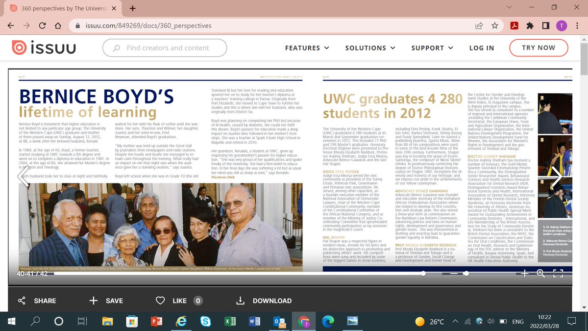 SydenhamStekkie's tweet photo. My granny #BerniceBoyd spent her life studying and was an alumnus of the University of the Western Cape. Here's a piece UWC did on her in 2013 (she passed away 3 days after Pa). #UWCGrad She wasn't a typical gran - she quoted Disraeli to us when we were in primary school 🤣 https://t.co/PgWdBe8jEk