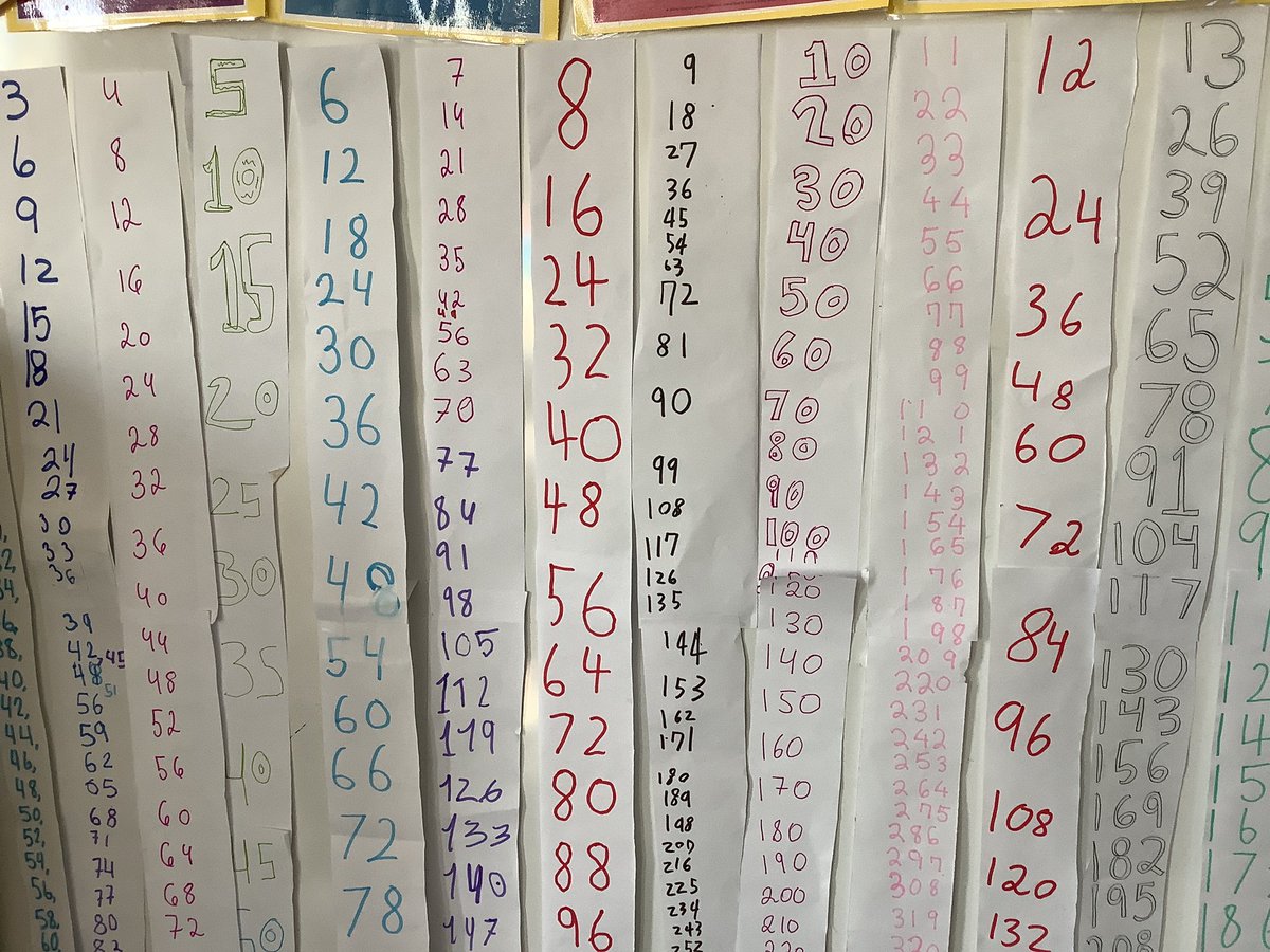The Multiple a tower Exhibit opened today in room 208. 
“Miss D!! Did you notice that every 4th 3 multiple is a 12 number? Gaaaaaa… every 3rd 4 multiple is a 12 number too? O. M. G. 3X4 IS 12.” #multipletowers
