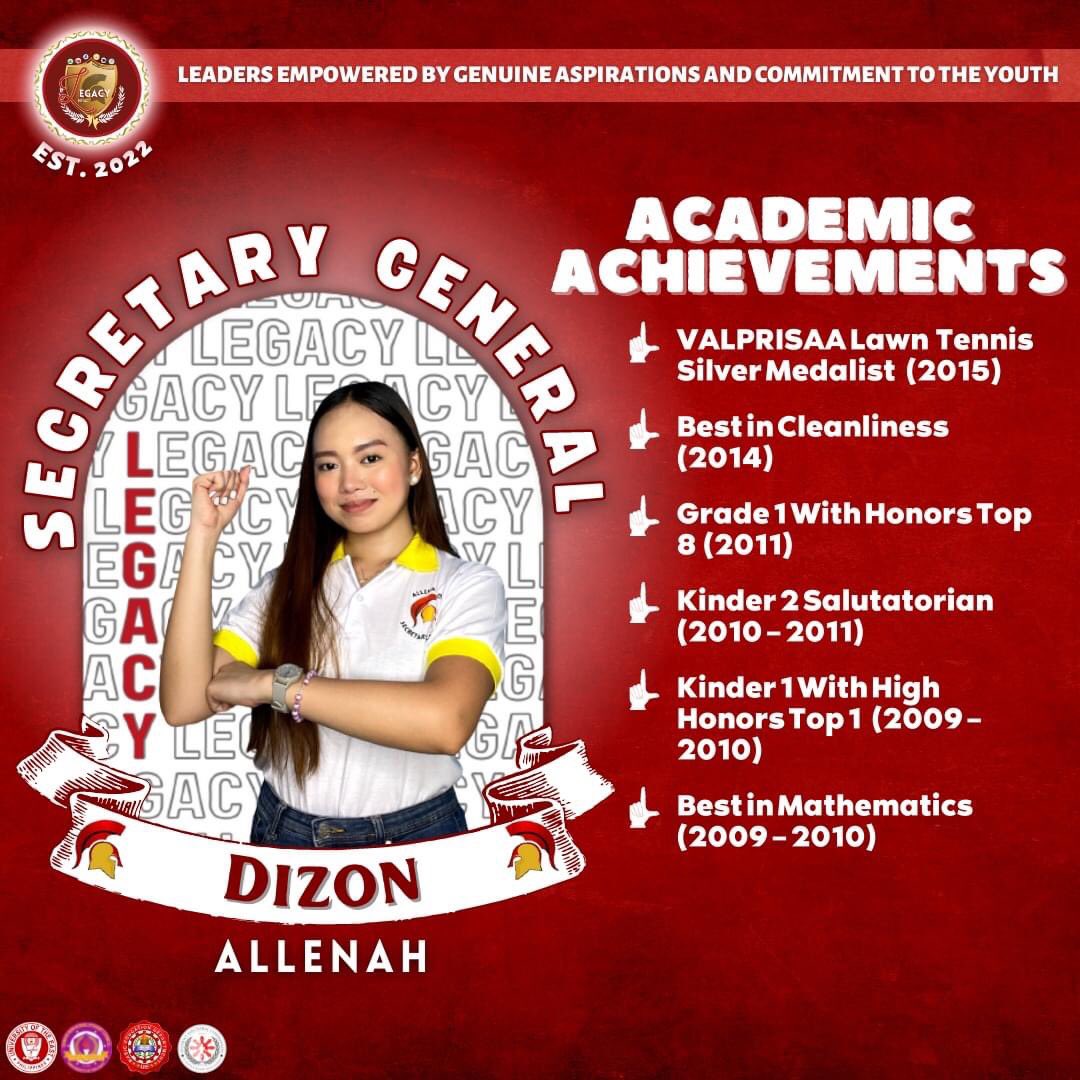 LegacyParty_UE's tweet photo. HIGHLIGHTS | Credentials
ALLENAH P. DIZON, your next SECRETARY GENERAL from LEGACY Party. Here are her credentials:
#aALLENAHinkapalagi
#haLENAHiboto
#VoteSTRAIGHT
#VoteWISELY
#VoteLEGACYParty
#LegacyForConsistency
#SaLegacyWalangPagsisisi https://t.co/9P4nZ2bAco
