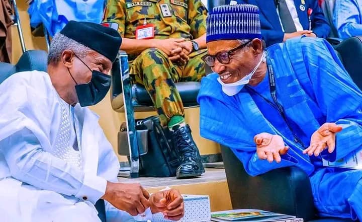 akandeoj's tweet photo. The VP joins Mr. President to congratulate new set of APC Exco led by Sen. Adamu. Just like President said the convention sets the scene "for an APC victory in the presidential and general elections next year." VP adds that the party "must remain resolute, committed &amp; focused... https://t.co/TgSuoYPz9Y